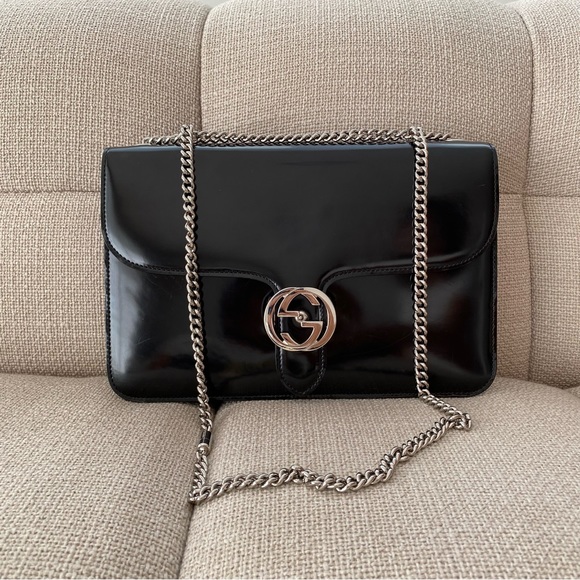 GUCCI GG Interlocking shoulder in black leather Medium size - Picture 4 of 15